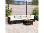 5-piece garden furniture set with cushions, black woven resin MATG36571