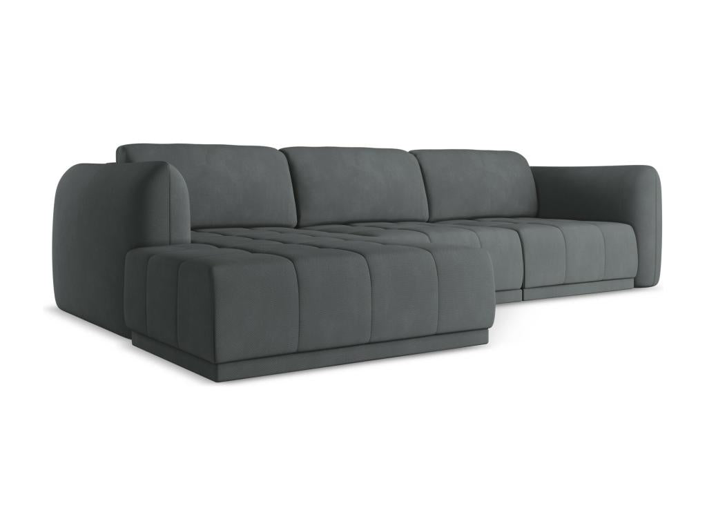 Left-hand corner sofa in chenille fabric - graphite - Boisona QRTR23318