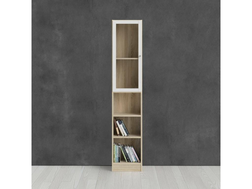 Boisona Bookshelf, Desk Shelf, Mobile Book Holder, 41x28 h203 cm, Oak and White, GDOD27010