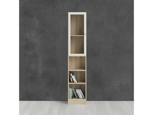 Boisona Bookshelf, Desk Shelf, Mobile Book Holder, 41x28 h203 cm, Oak and White, GDOD27010