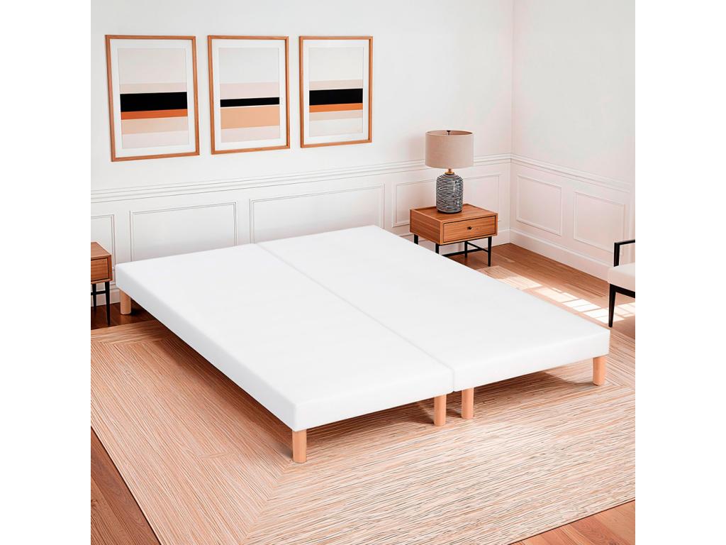 Elariva BEDDING - Set of 2 upholstered bed bases 2x90x200 cm - Thickness 13 cm - White, legs included ZOZJ96289