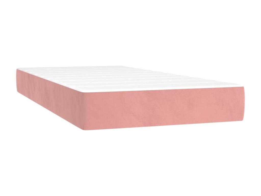 Upholstered bed base with mattress, Pink, 90x200 cm, Velvet YMJN49853