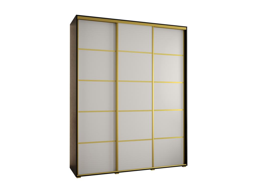 Boisona 4 Sliding Door Wardrobe 235.2/190/60 3 Doors Black/White/Gold HFIM85201
