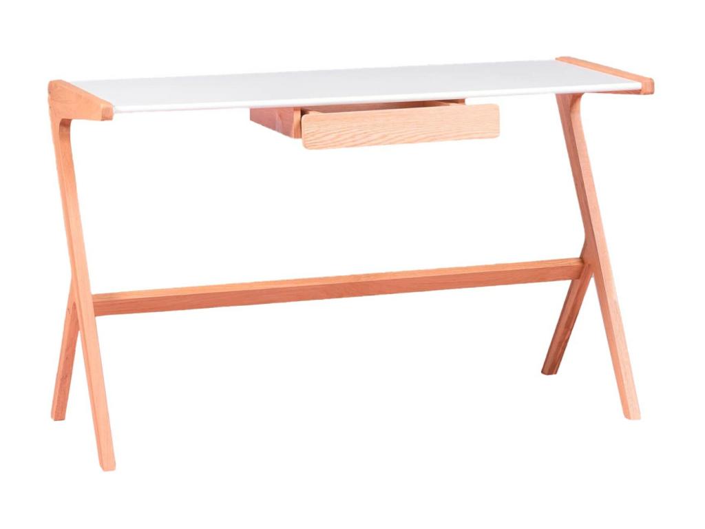 Minimalist desk with central drawer - Boisona - White YEGY83749