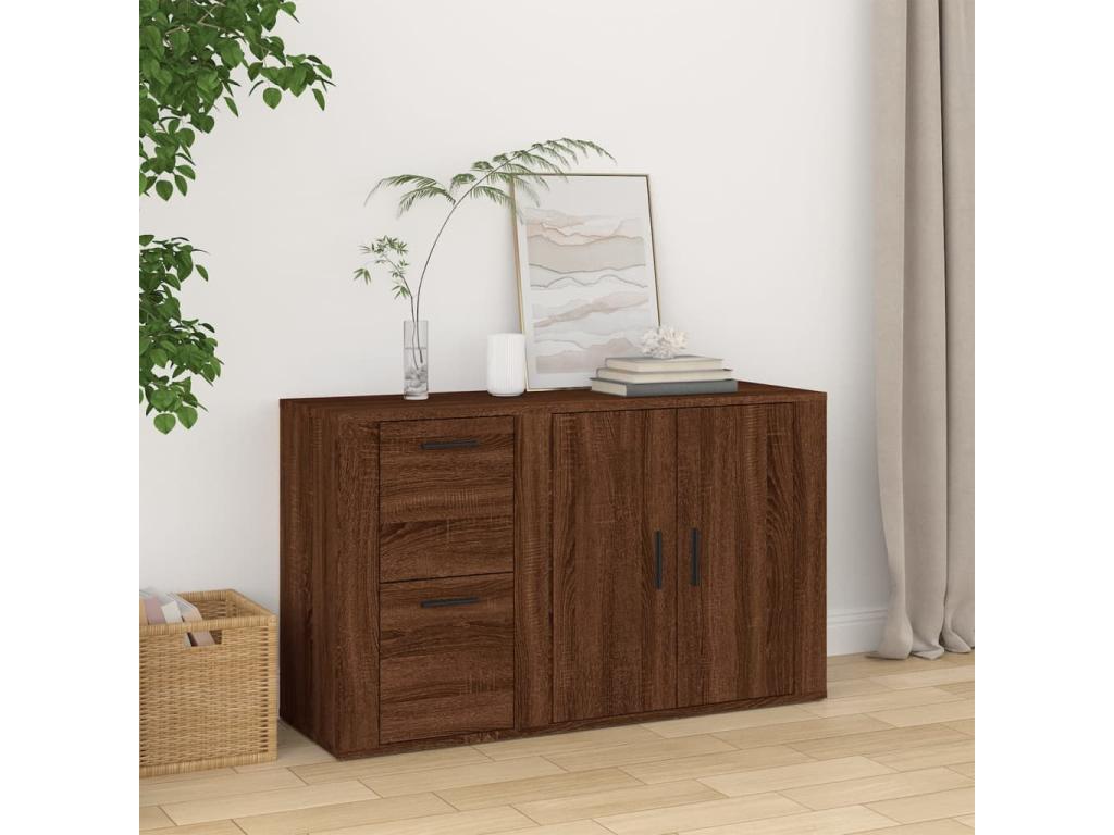 Brown Oak Buffet 100x33x59.5 cm Engineered Wood KFQQ87077