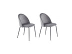 Set of 2 chairs in grey velvet with black metal legs - Boisona KERS17227