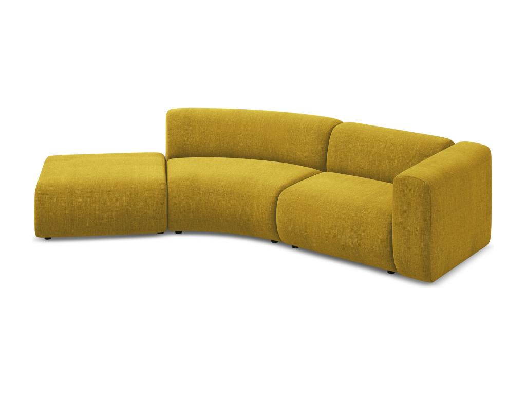Modular 4-seater sofa, left-hand facing, in chenille fabric - mustard - Boisona SGVU57163