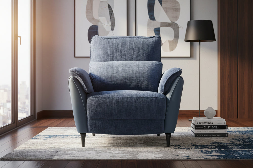 Boisona Electric Armchair, Fabric/Faux Leather, Blue - Boisona THFT76553