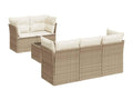 Garden furniture set with cushions, 6 pieces, beige woven resin, FGQH15317