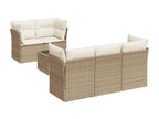 Garden furniture set with cushions, 6 pieces, beige woven resin, FGQH15317