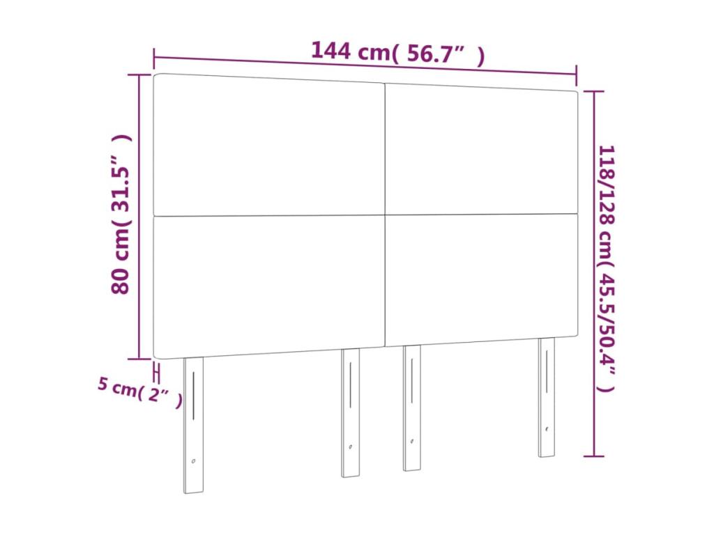 Dark Blue LED Headboard 144x5x118/128 cm Velvet CYVU40316