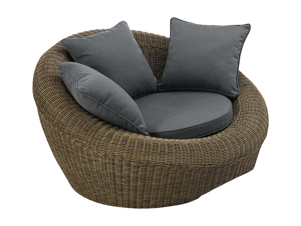 Set of 2 garden armchairs in dark natural wicker resin - Boisona TQBH02465