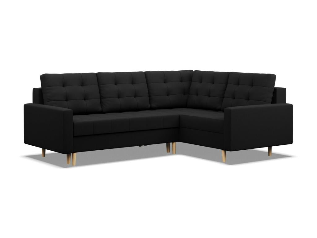 Right Corner Sofa with Ottoman Bed Function Black PPCY67035