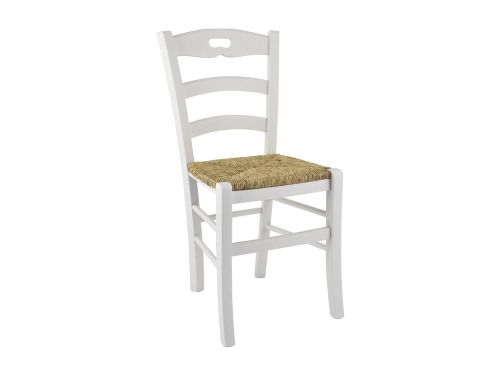 Nobellea - Set of 4 White Lacquered Chairs with Straw Seats EGZP91484