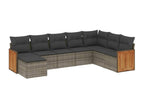 8-piece garden furniture set with grey resin wicker cushions EKKJ29438