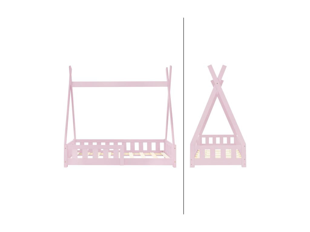 Boisona pink children's bed, anti-fall wooden house-shaped bed, pine, 70x140 cm, BKEA44700