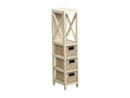 Natural Beige Wood Storage Unit with 1 Shelf and 3 Baskets, H 82 cm QGGW85381