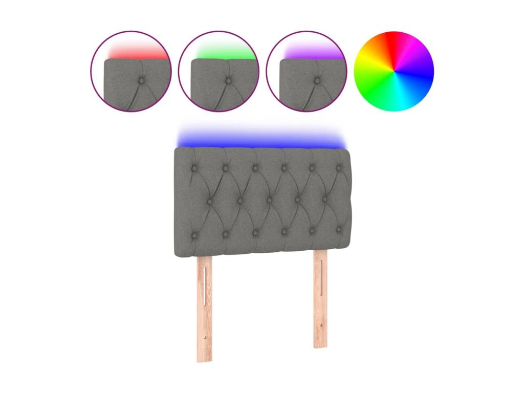 Dark Grey LED Headboard 80x7x78/88 cm Fabric DBNQ46355