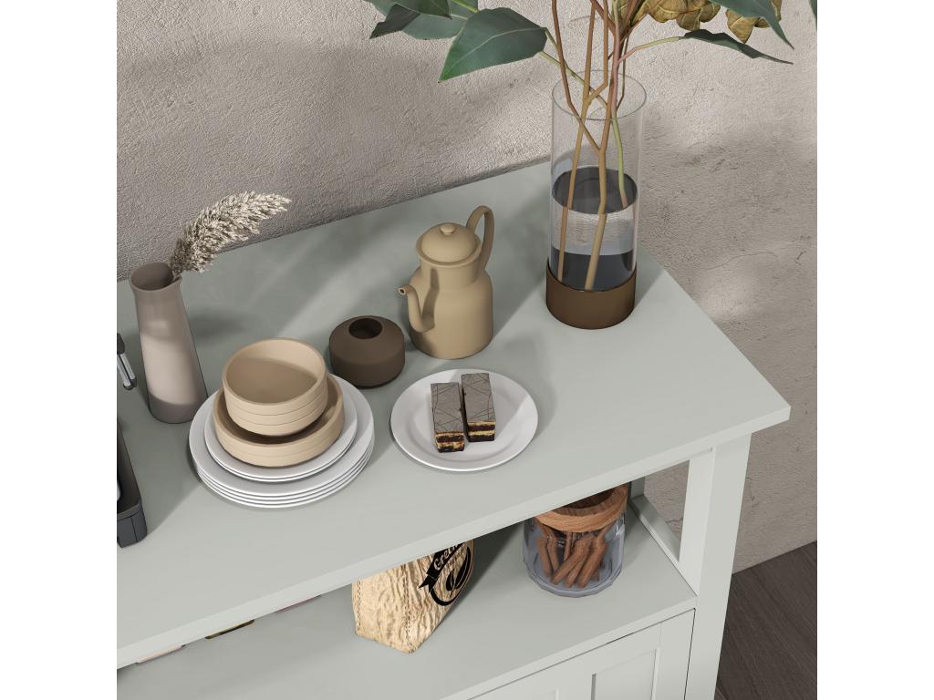 Buffet with sliding door, 2 shelves, bottle rack, niche, light grey MDF MPBM37331