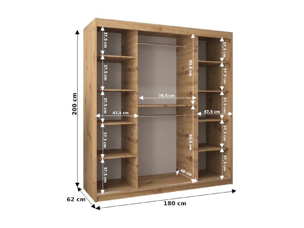 Sliding Door Wardrobe 200/180/62 2 Doors IYJO16548
