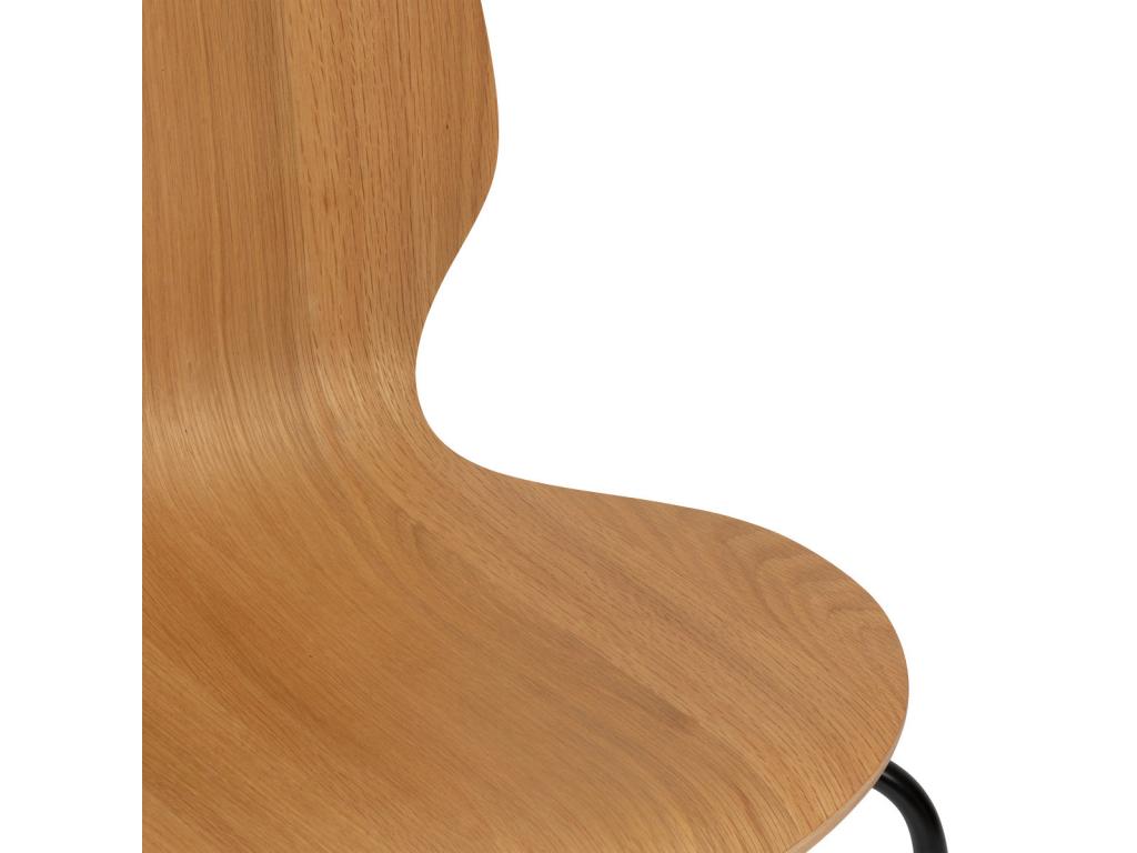 Dining chair in natural wood with black steel legs, H 82 cm UIWX44216