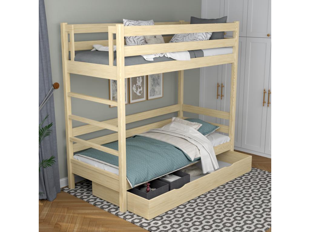 Wooden bunk bed - with drawer N03 Light Pine 90x180 OWRX57708