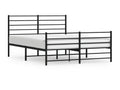Metal bed frame with headboard and footboard, black, 150x200 cm, ZRRL75893
