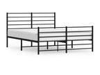 Metal bed frame with headboard and footboard, black, 150x200 cm, ZRRL75893