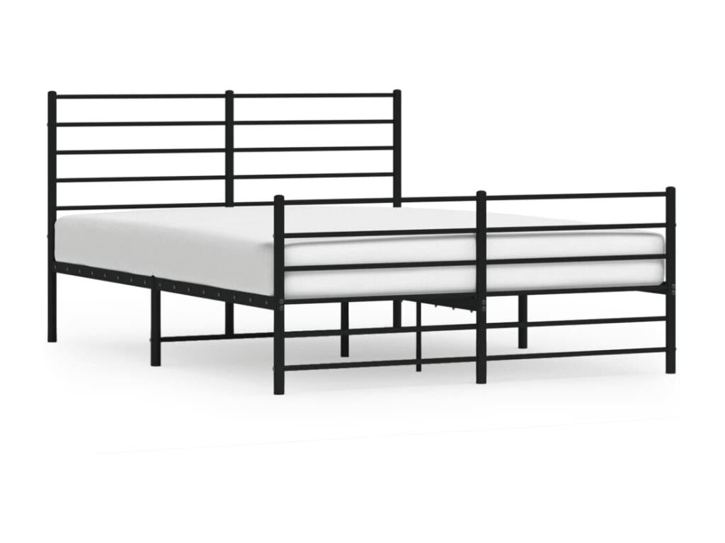Metal bed frame with headboard and footboard, black, 150x200 cm, ZRRL75893