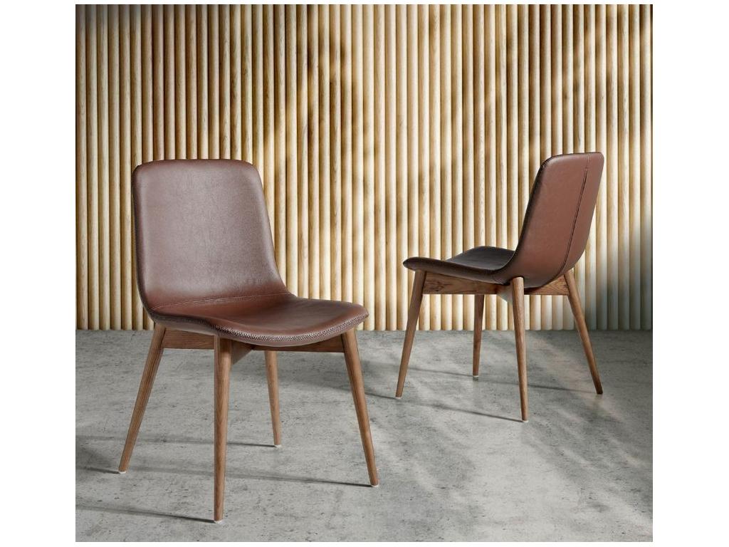 Boisona faux leather and solid ash wood chair - Set of 2 - Boisona 04 Beige GUEN60448