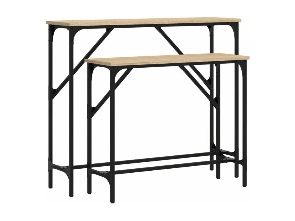 2-piece console tables, oak finish, Boisona engineered wood UIQS30690