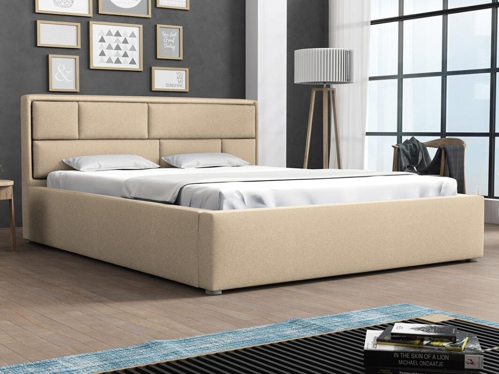 Boisona 105 Double Bed, Light Brown, 160x200cm, Upholstered, with Boisona Slatted Base 180x223x93cm SDXG40486