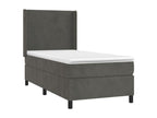 Upholstered bed base and mattress with LED lighting, Dark Grey, 90x200cm, Velvet, JIRU44538