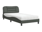 Bed with dark grey mattress 100x200 cm fabric JKFA26644