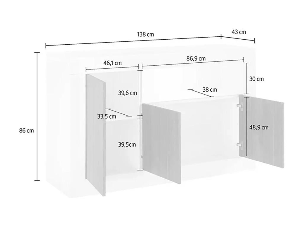 Sideboard, living room sideboard, kitchen pantry, Made in Italy, 138x42x86 cm, Cement and Slate, MNVE54500