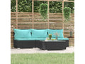 4-piece garden furniture set with cushions, black wicker resin EQTI43554