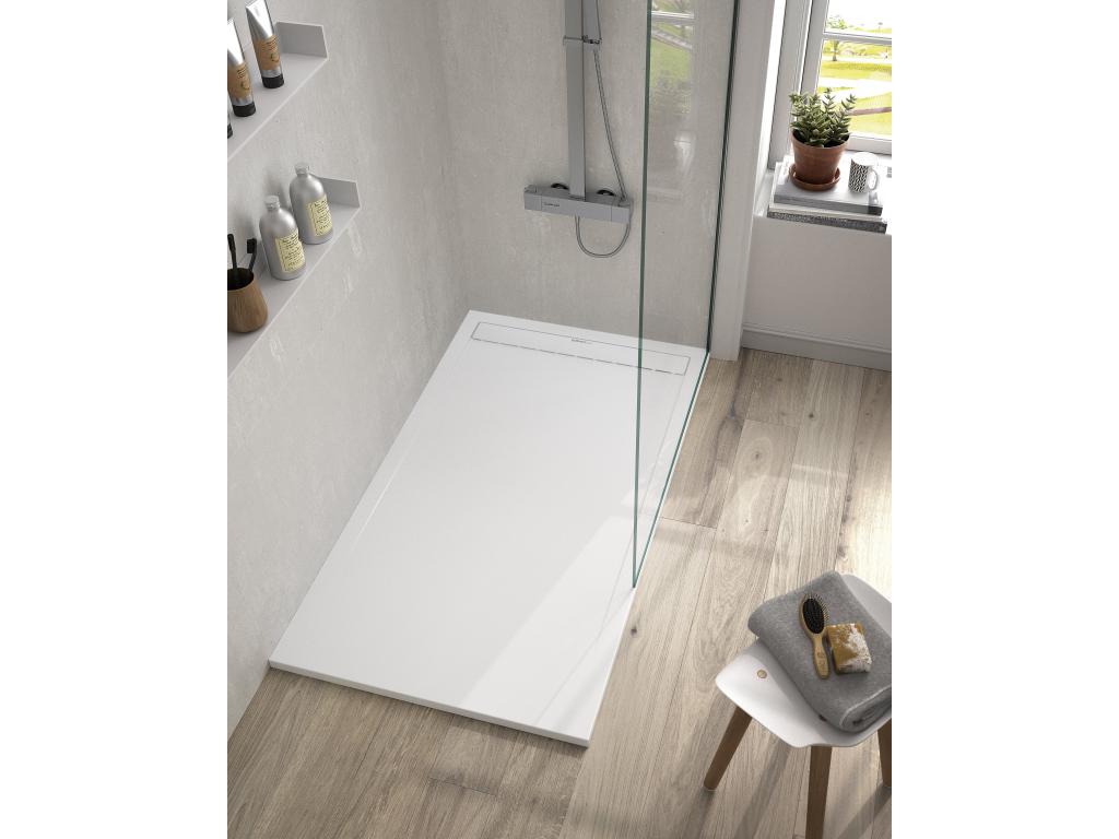 Boisona White Smooth Finish Shower Tray with Colored Grid - 140x80 cm ZDXV17535