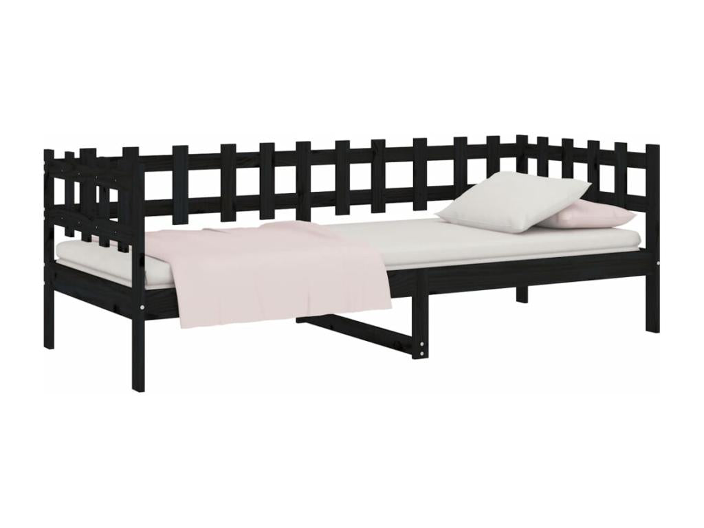 Black Daybed 90x200 cm Solid Pine Wood TFPN27646