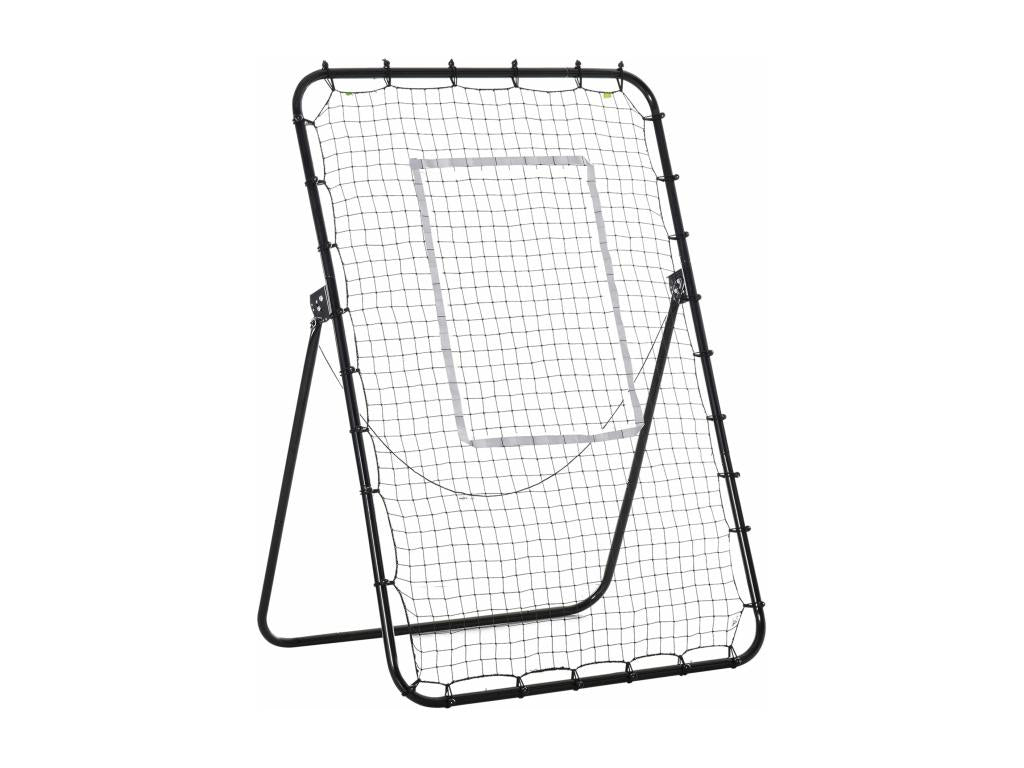 Foldable football rebound net - 4-position adjustable tilt, adjustable height - target and anchoring stakes included - black epoxy-coated PE metal net VGXB39148