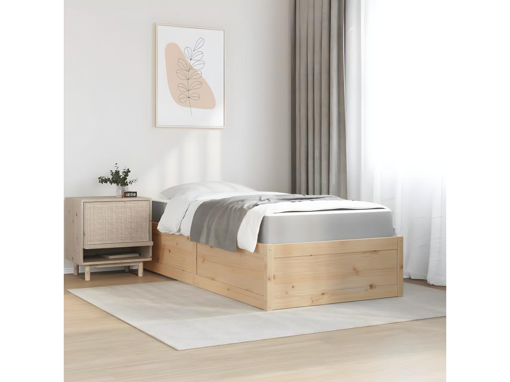 Bed with mattress 90x200 cm solid pine wood SROK05924
