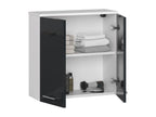 White bathroom cabinet 60x22x60 cm, 2 doors, glossy graphite front, ZYVO61134