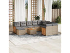 11-piece garden furniture set with beige resin wicker cushions HUQQ17685