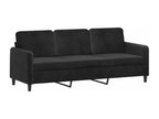 3-seater sofa with decorative cushions, black, 180 cm, velvet, GTMZ20695