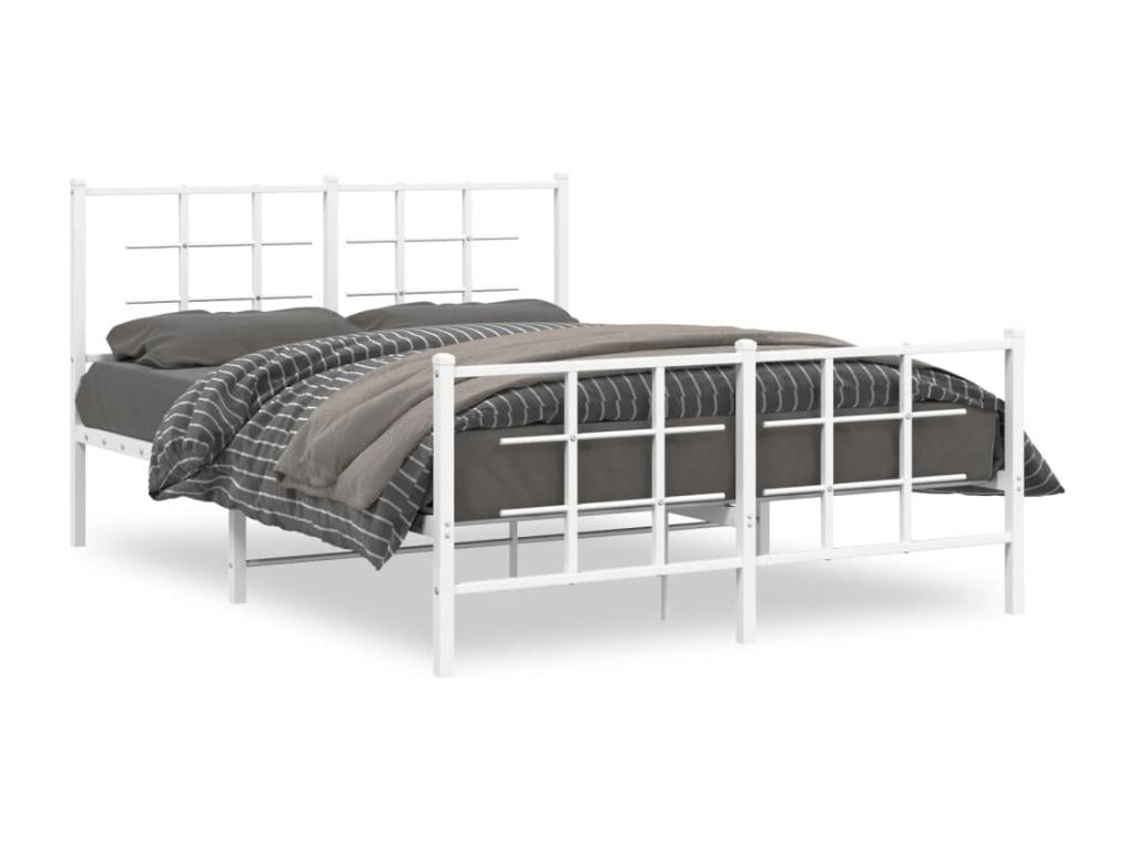 Metal bed frame without mattress and white bed legs 140x190 cm NOWR30992