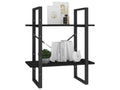 2-Tier Bookshelf, Black, 60x30x70cm, Solid Pine Wood, AYRL22066