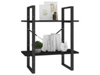 2-Tier Bookshelf, Black, 60x30x70cm, Solid Pine Wood, AYRL22066