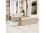 9-piece beige resin wicker garden furniture set with cushions OOJJ78022
