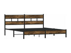 Metal bed frame without mattress, smoked oak, 193x203 cm, VWWS86708