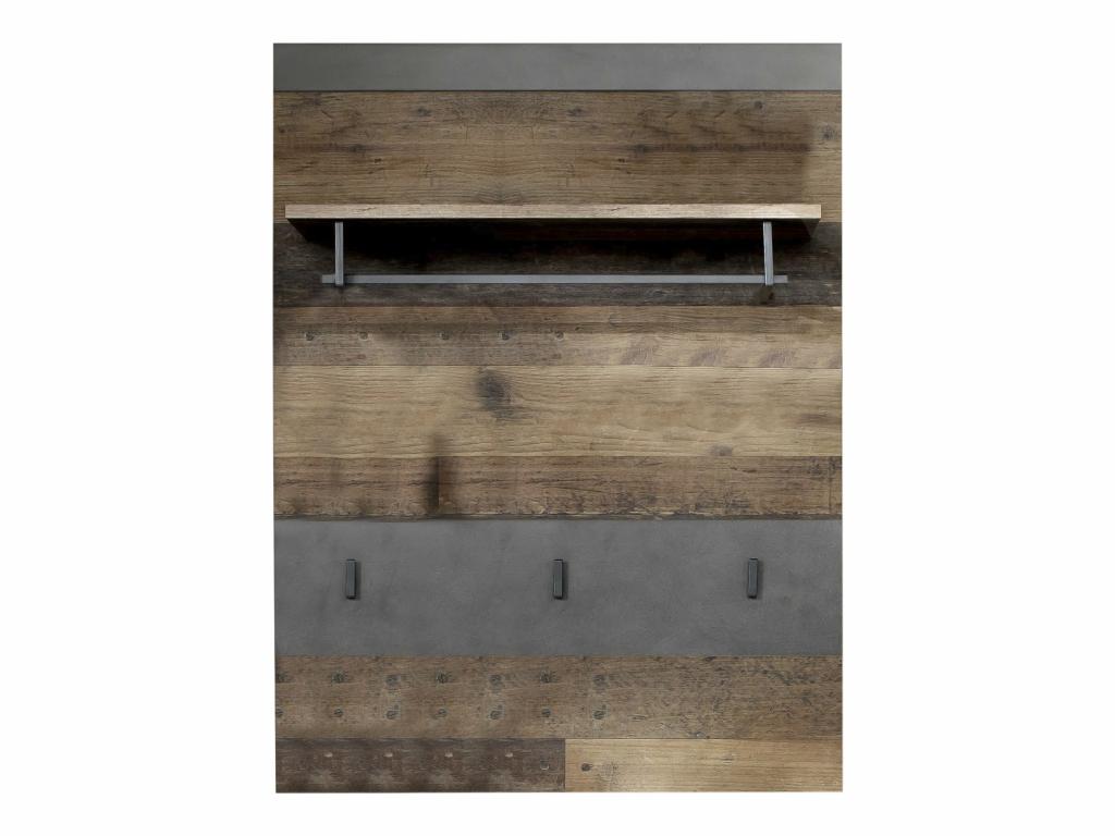 Entryway furniture - Melamine hanging panel in aged wood effect with cement grey finish - W - H - D 80 - 109 - 28cm KZFI20860