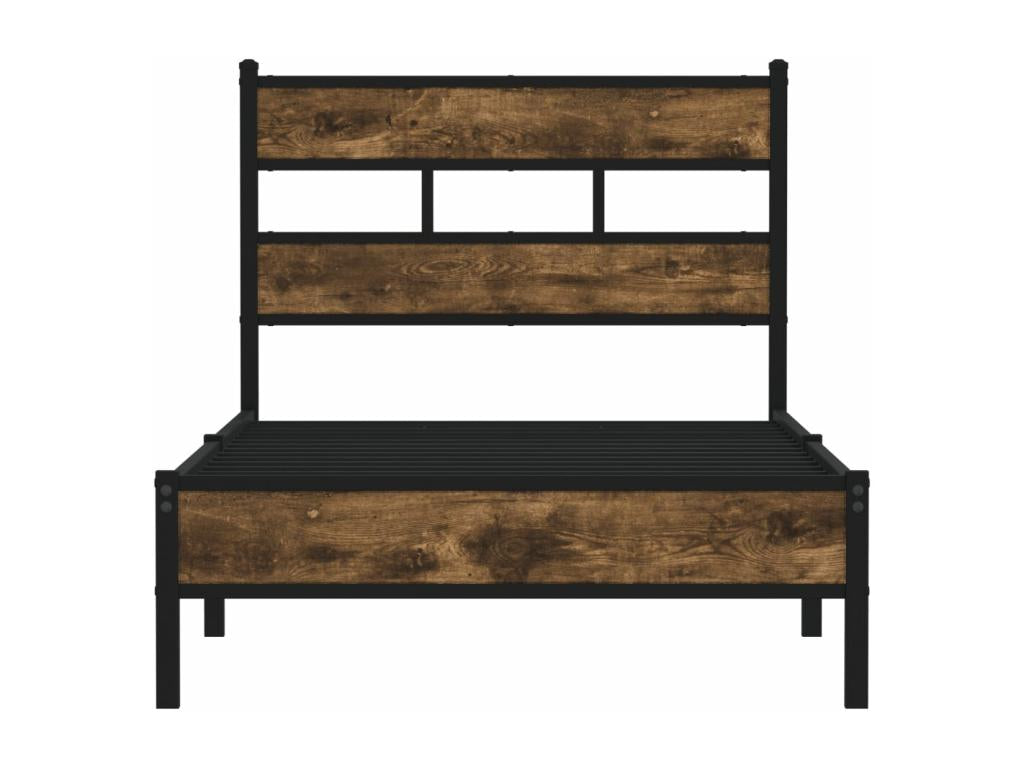 Bed frame without mattress with smoked oak headboard 90x200 cm VFDW57084